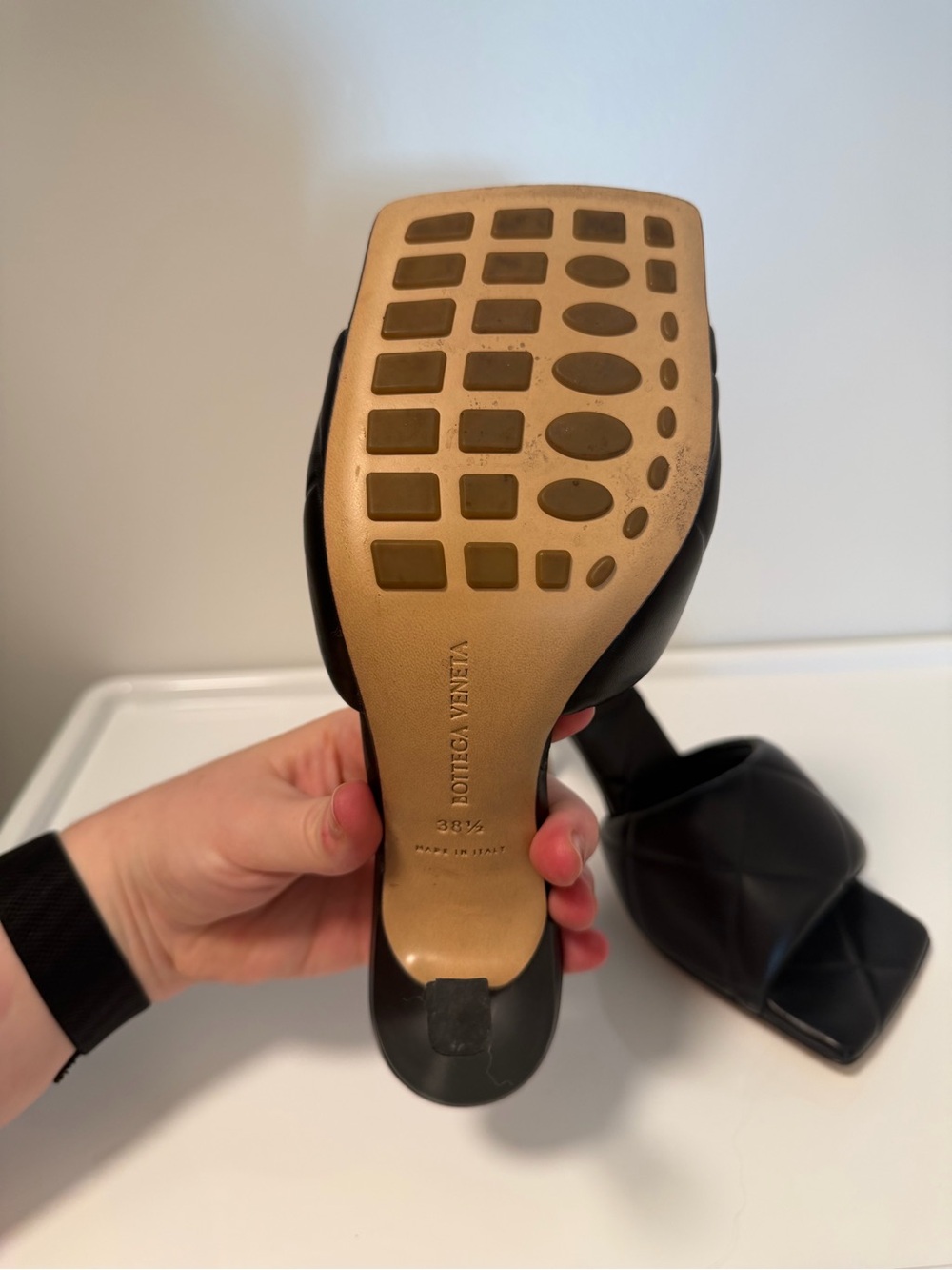 Bottega Veneta Black Quilted Leather Heeled Mules - Picture 7 of 7